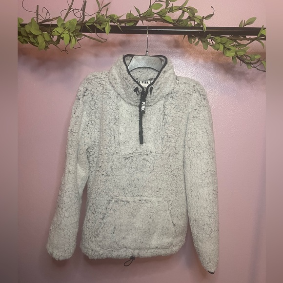 Victoria’s Secret PINK Frosted White Sherpa Quarter Zip Pullover - Picture 6 of 12